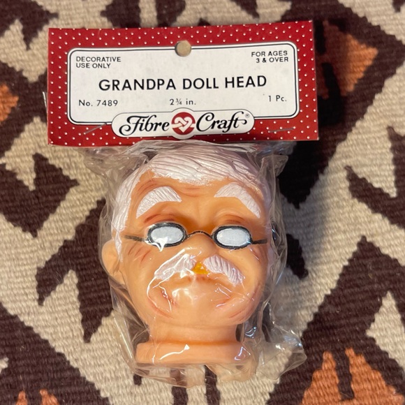 Vintage Fibre Craft Grandpa Old Man Doll Head 2 ¾” No. 7489 - Picture 1 of 3